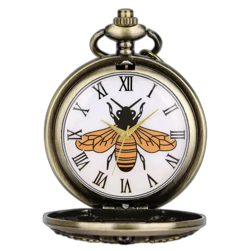 Montre Gousset Quartz Papillon avec design antique de montre à gousset et abeille