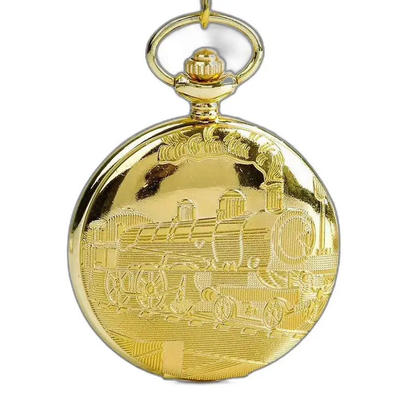 Montre Gousset Regulateur Luxe Full Hunter avec design de train en doré
