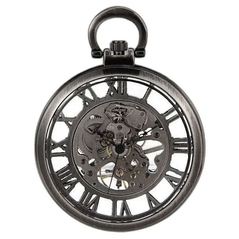 Montre Gousset Squelette Automatique Homme Femme avec chiffres romains élégants