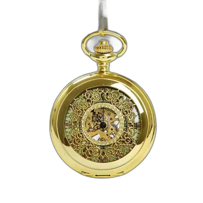 Montre Gousset Steampunk avec Mécanisme Visible, pépite d’or élégante et ornée