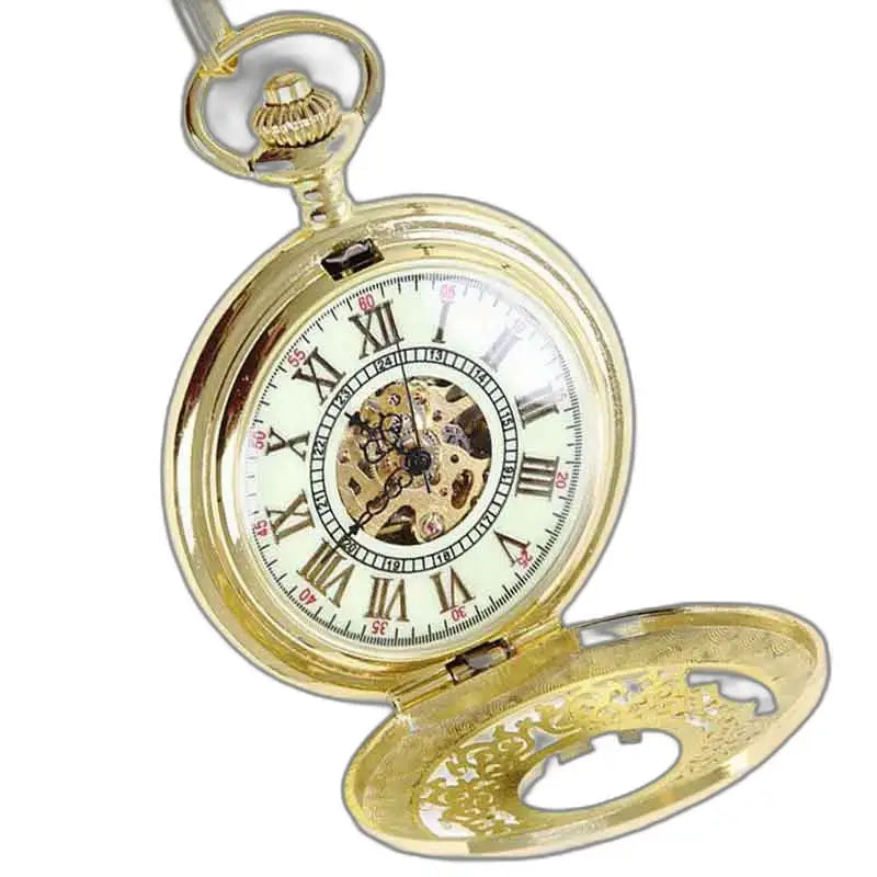Montre Gousset Steampunk avec Mécanisme Visible en or, une véritable pépite d’or