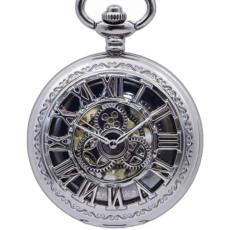 Montre Gousset Steampunk avec Rouages Dentés, montre gousset en argent élégante
