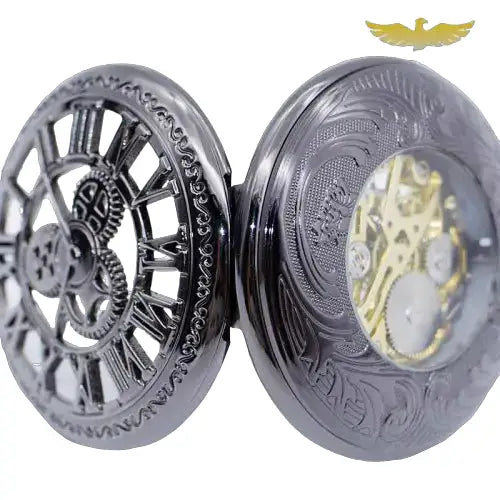 Montre Gousset Steampunk avec Rouages Dentés, montre gousset mécanique ouverte et ornée
