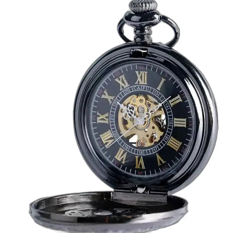 Montre Gousset Steampunk Mécanisme avec haute visibilité et machinerie noire