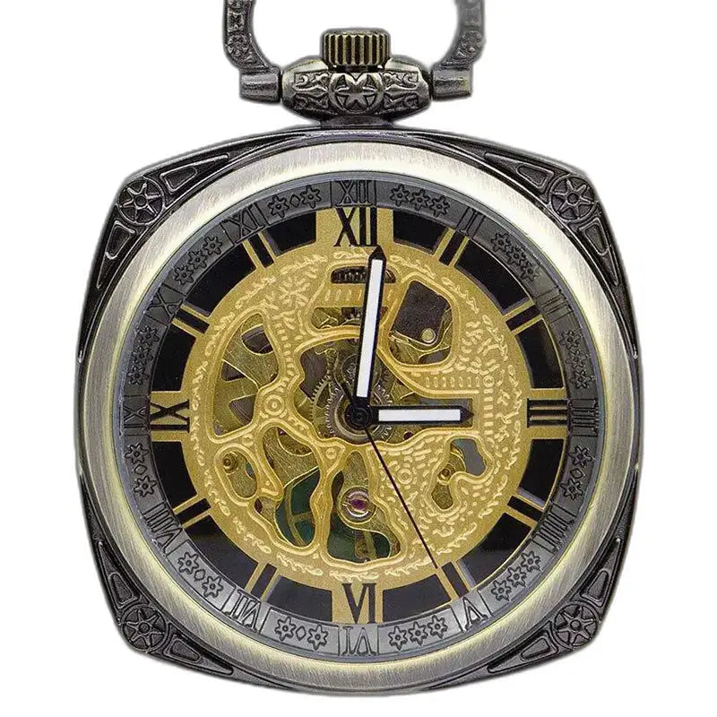 Montre homme à gousset chic moderne avec un squelette orné et élégant