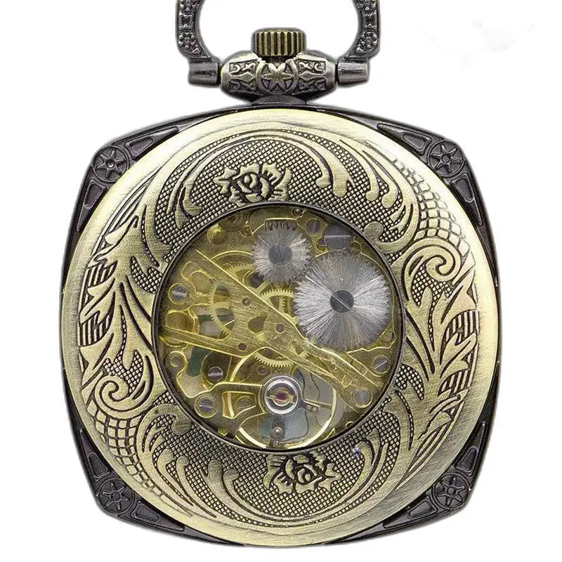 Montre Homme à Gousset Chic Moderne, montre à gousset en bronze avec mécanisme visible