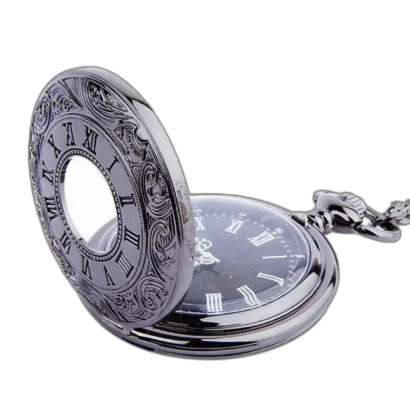 Montre Homme à Gousset Chiffres Romains ouverte en argent ornée