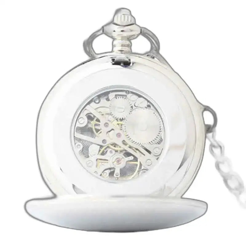 Montre gousset élégante en argent avec chiffres romains pour homme blanc