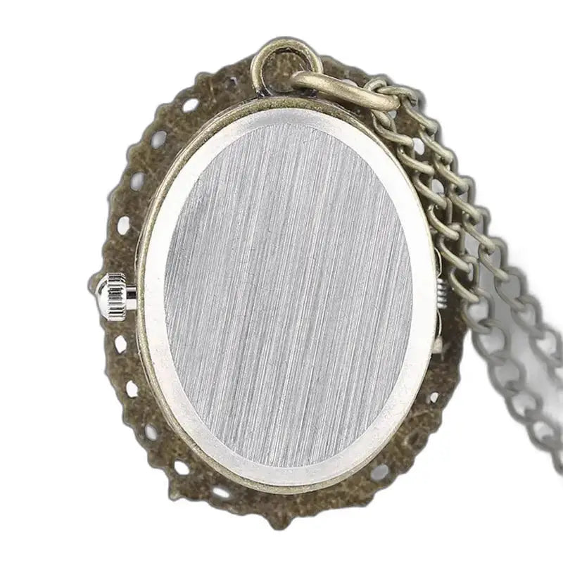 Montre Pendentif Ariel en Bronze Style Fantaisie avec chaîne et design oval