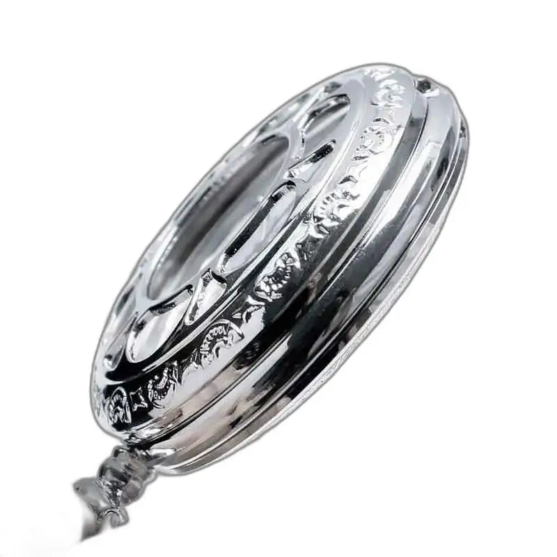 Montre Pendentif D’argent élégante avec chaîne et boîtier de montre en argent orné