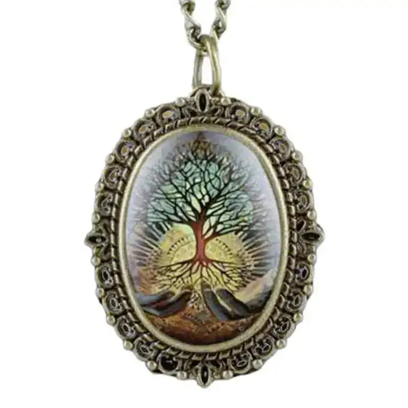 Pendentif arbre ovale Montre Pendentif élégante aux couleurs naturelles