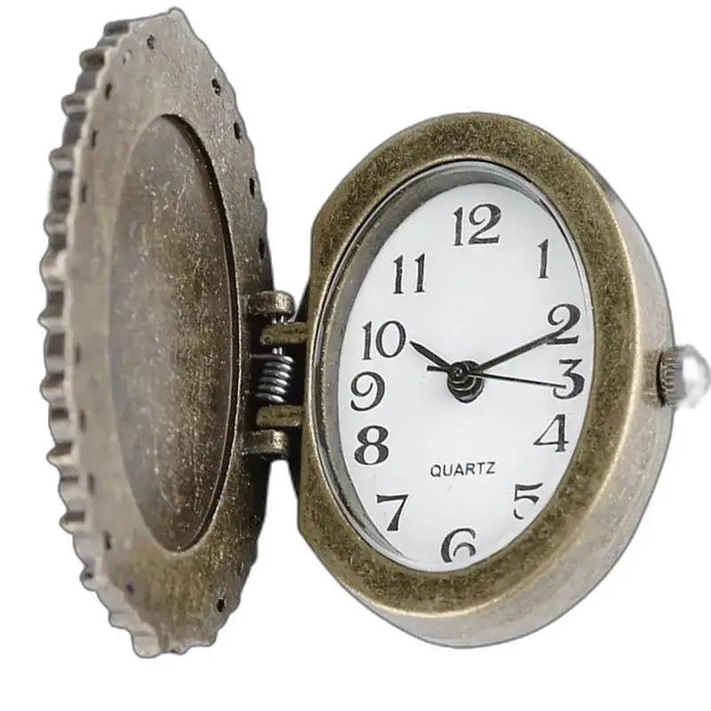 Montre Pendentif Elsa Vintage en Bronze avec montre de poche antique ouverte
