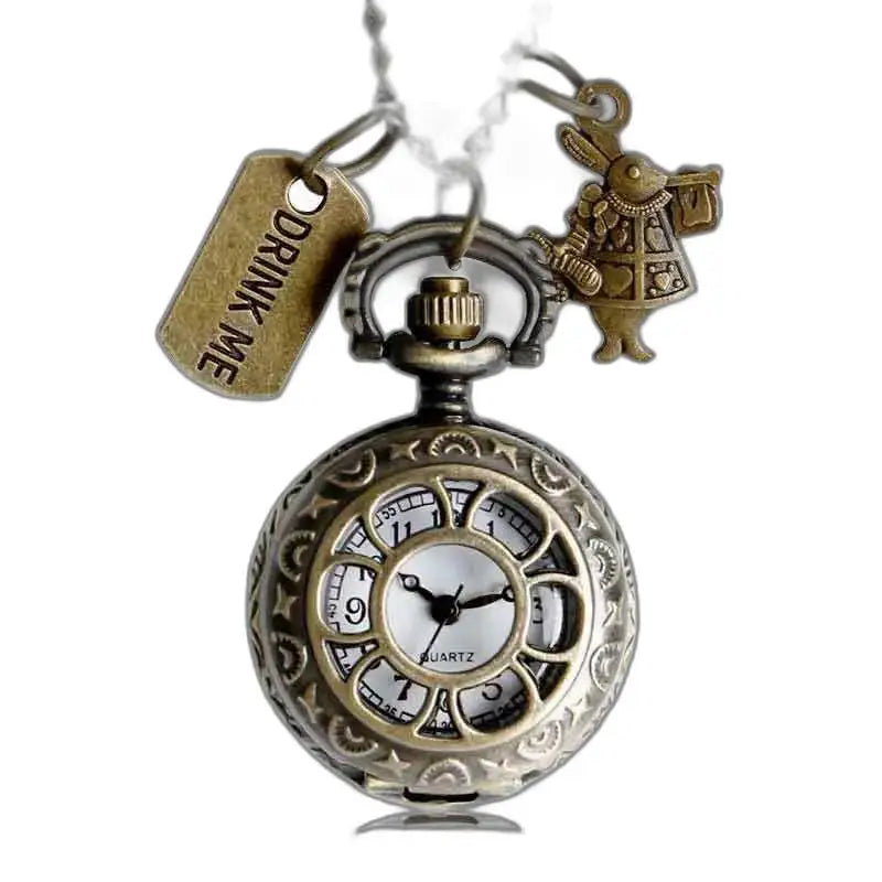 Montre Pendentif Femme avec Chaîne Médaillons, montre gousset élégante et charmante