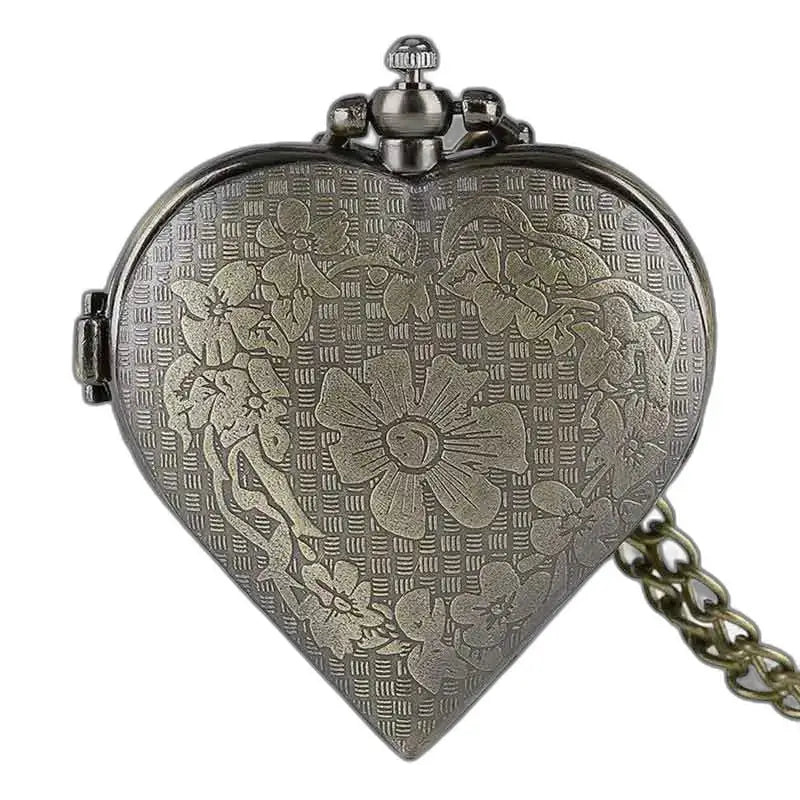 Montre Pendentif Femme Cœur élégante avec design floral et mouvement Quartz