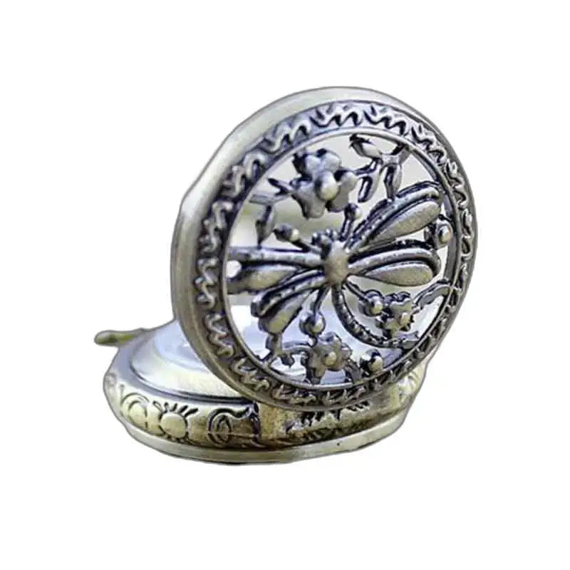 Locket en métal orné forme de libellule pour montre collier élégante