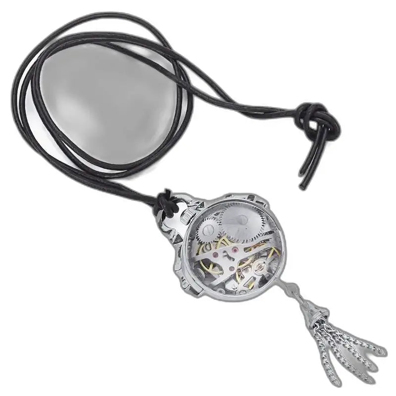 Montre Pendentif Mécanique Vintage Femme Argent Bronze avec un design de squelette élégant