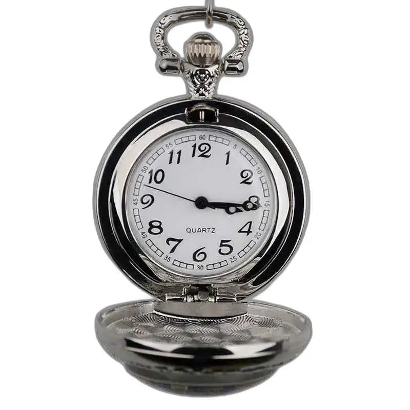 Montre Pendentif Rosace à Perles élégante avec une belle montre à gousset argentée