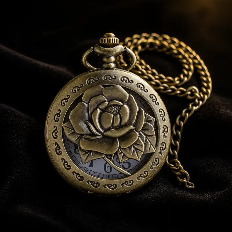 Montre Gousset Pendentif Rose Bronze Vintage - Univers Gousset