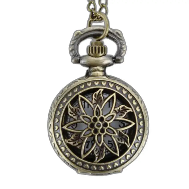 Montre Pendentif Vintage Femme Coeur Argent avec montre pendentif à motifs floraux en bronze