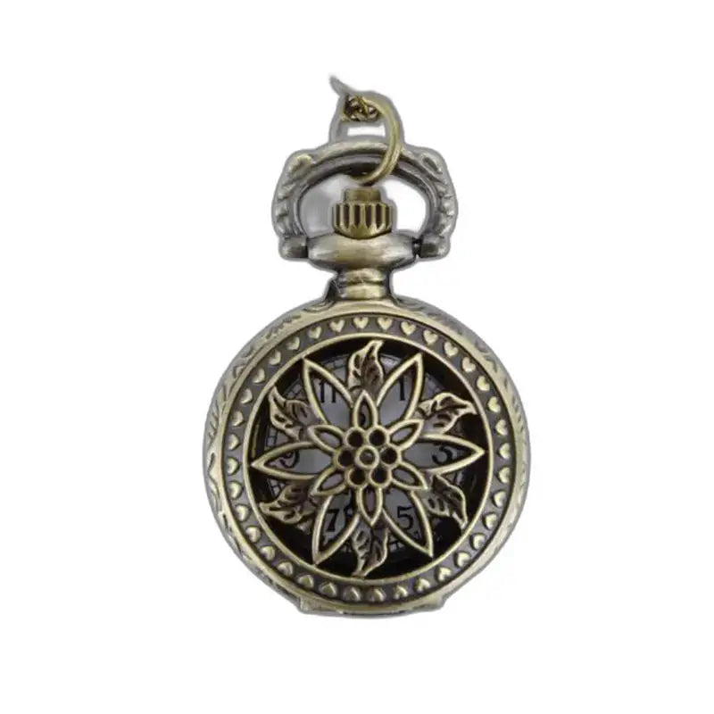 Montre Pendentif Vintage Femme Coeur Argent avec motif floral vintage élégant