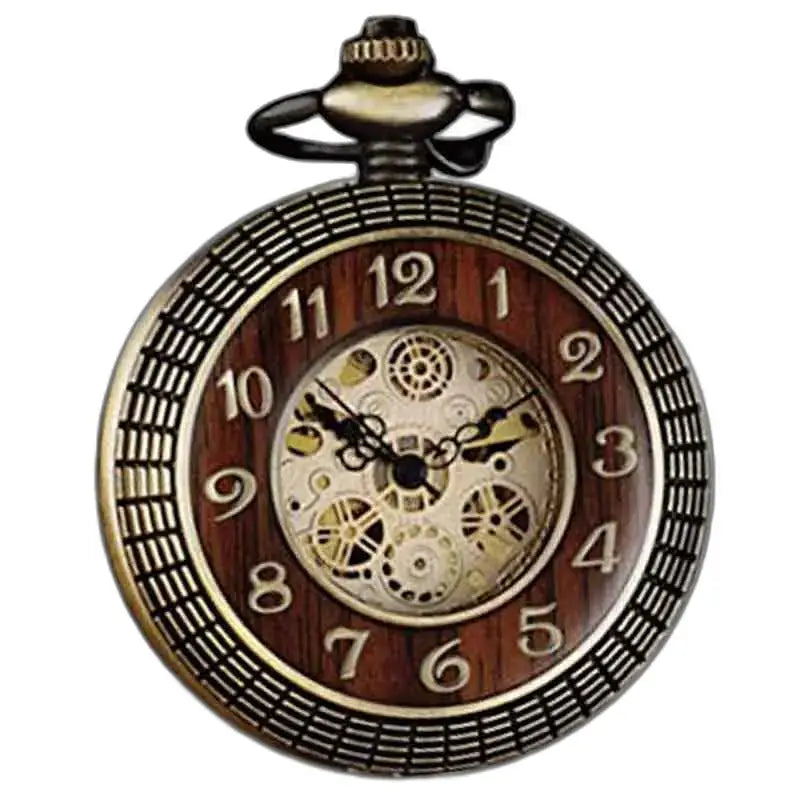 Montre Poche à Gousset Bois Merbeau Automatique avec mouvement visible et style vintage