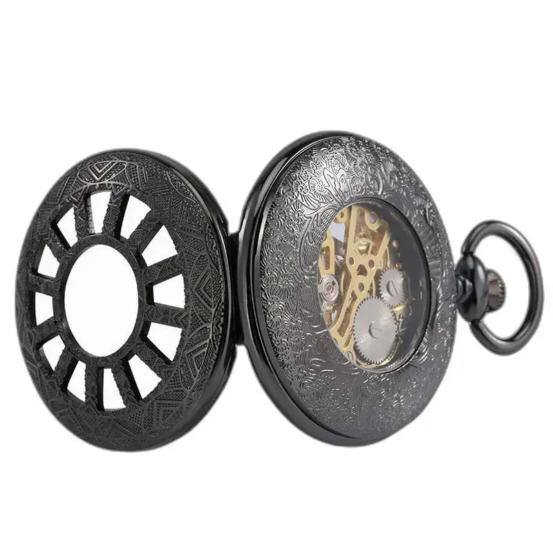 Montre Poche à Gousset Steampunk Iridium avec mécanisme visible et design gothique