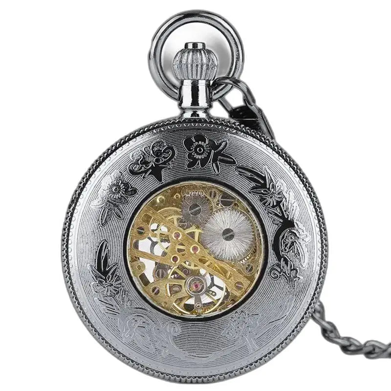 Montre Steampunk Gousset avec affichage analogique et engrenages visibles