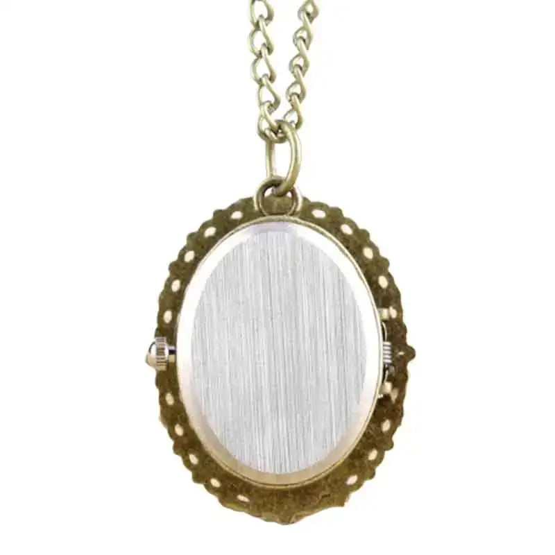 Pendentif Montre Élégant Femme Rouge avec collier en forme de médaillon ovale